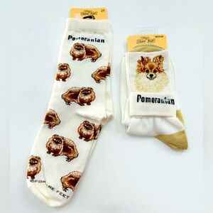 Pomeranian Socks 2 Pair For Bare Feet Dog Breed Canine Feet NEW Puppy Rescue